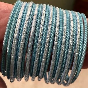 Blue and light blue metal bangles